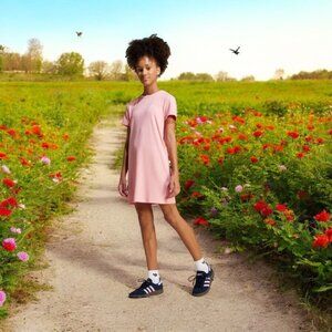 ADIDAS Girls Pink Ribbed Dress Size Large NEW NWT